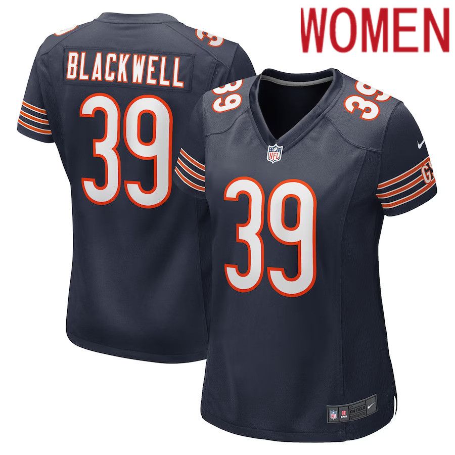 Women Chicago Bears #39 Josh Blackwell Nike Navy Game Player NFL Jersey->women nfl jersey->Women Jersey